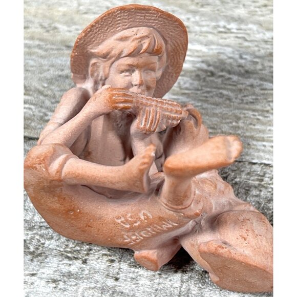 John Imhoff USA Terracotta Homestead Life Boy & Dog Figurine Signed Pottery VTG - Picture 9 of 12